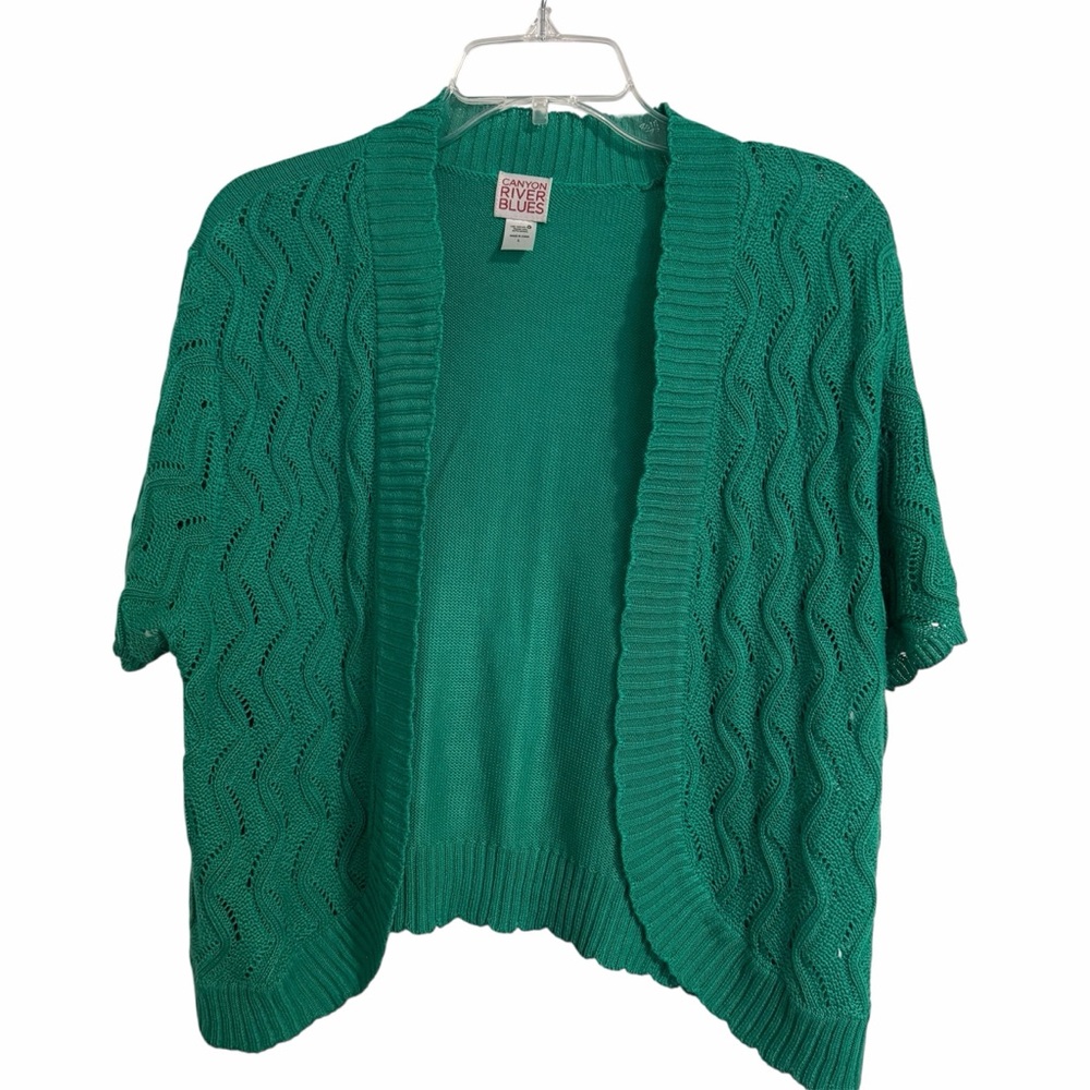 Canyon River Blues Green Wave Knit Cardigan - L